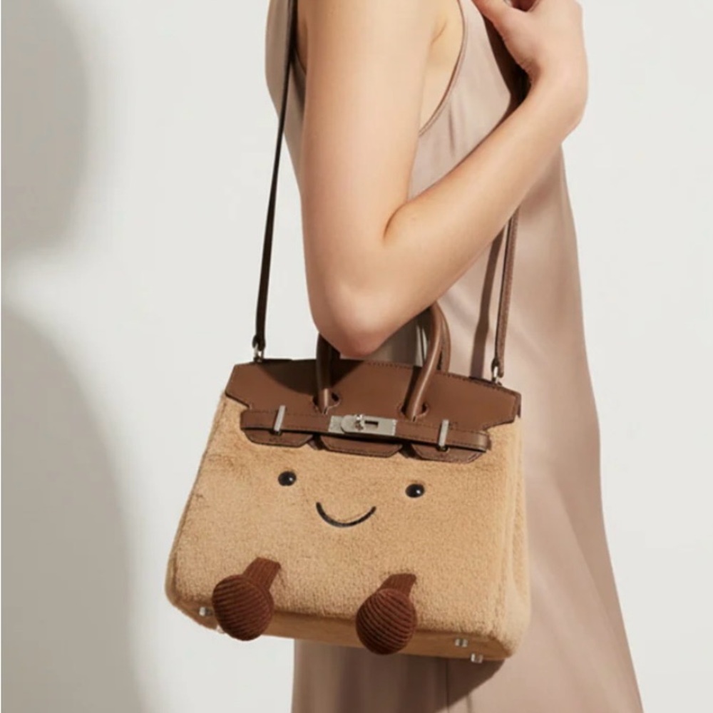 🌟 Brand New Jellykin Luxury Plush Crossbody  Handbag Purse (Brown Tan) TikTok❣️